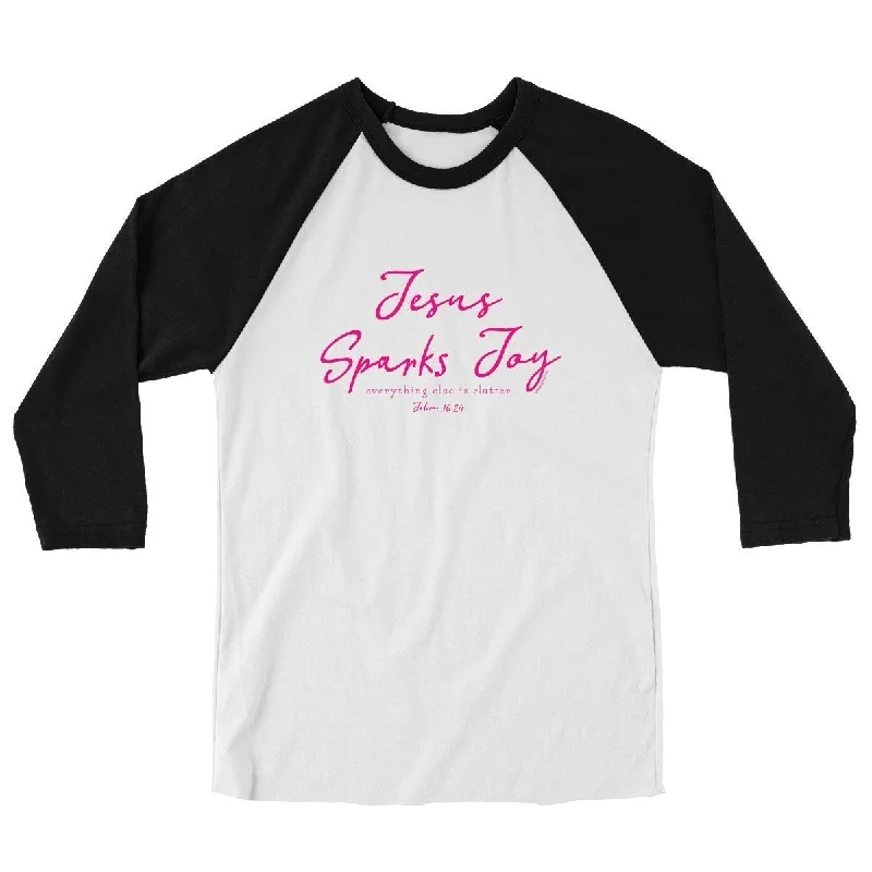 men’s classic short sleeve shirts for spring and summer -Cherished Girl Grace & Truth Jesus Sparks Joy Christian Long Sleeve Raglan T Shirt