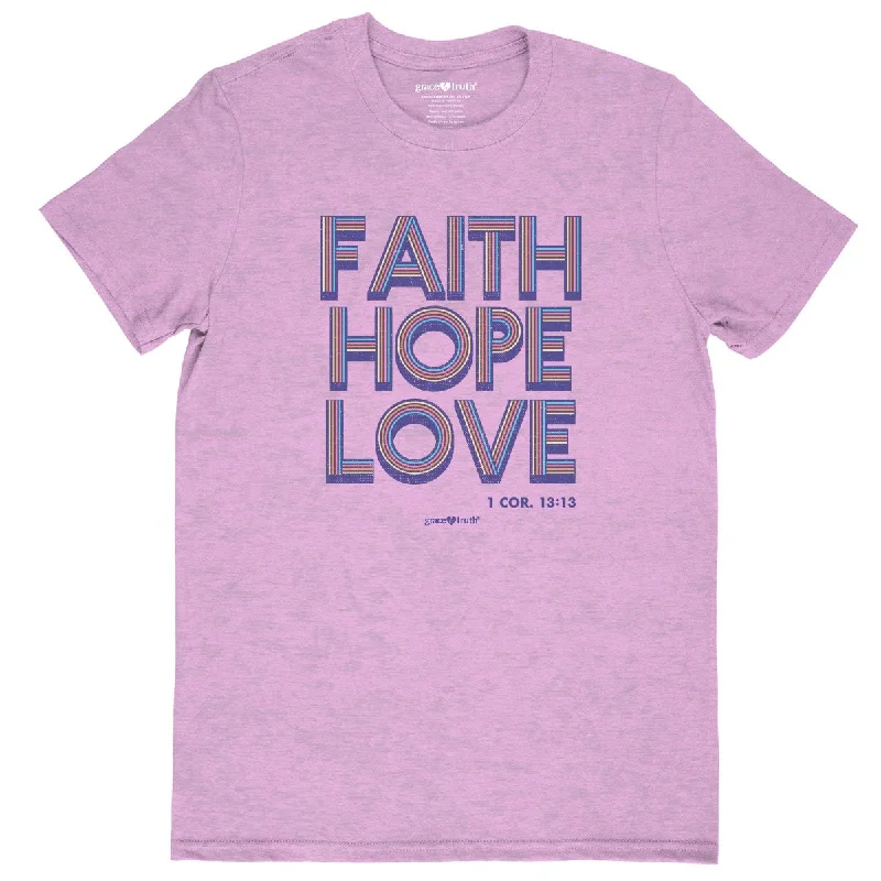 casual and relaxed short sleeve shirts for men -Cherished Girl Grace & Truth Retro Faith Hope Love Christian T-Shirt