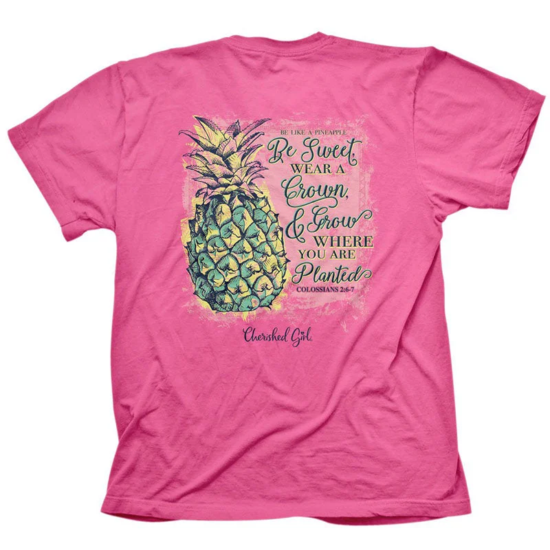 stylish short sleeve t-shirts for all seasons -Cherished Girl Pineapple Christian T-Shirt