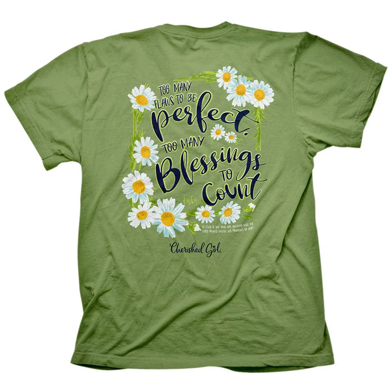 high-quality short sleeve t-shirts with logos -Cherished Girl Too Many Blessings Christian T-Shirt