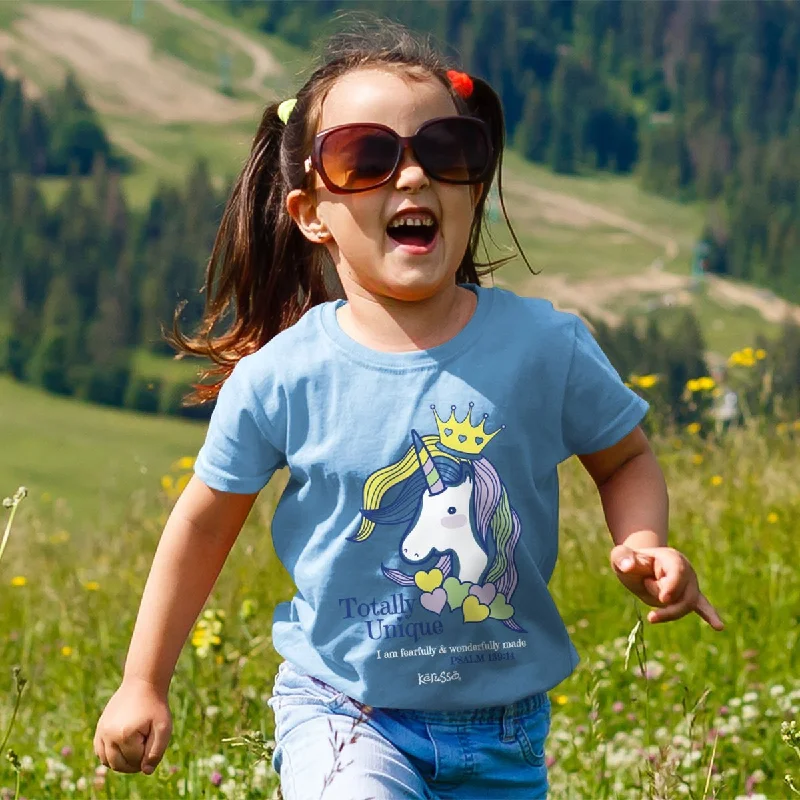 high-quality short sleeve shirts for everyday wear -Cherished Girl Totally Unique Unicorn Christian Toddler Youth Bright T Shirt