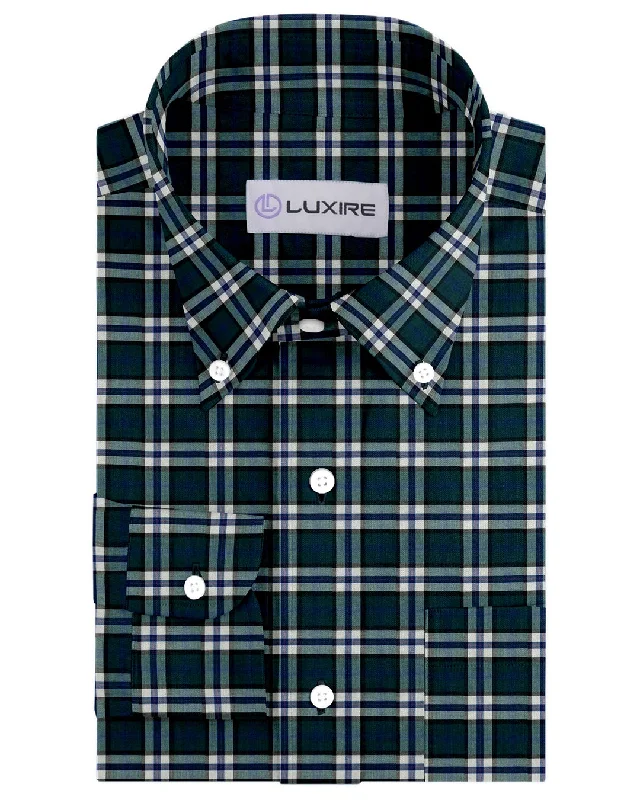 Men's acid-wash shirts-Blue Green White Checks Shirt