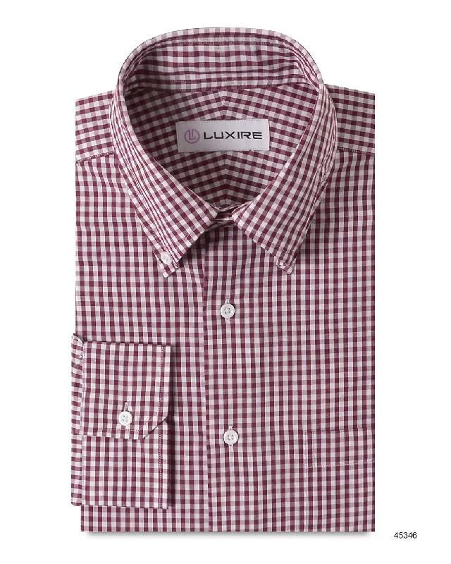 Men's obsidian shirts-Brick Maroon Gingham Checks