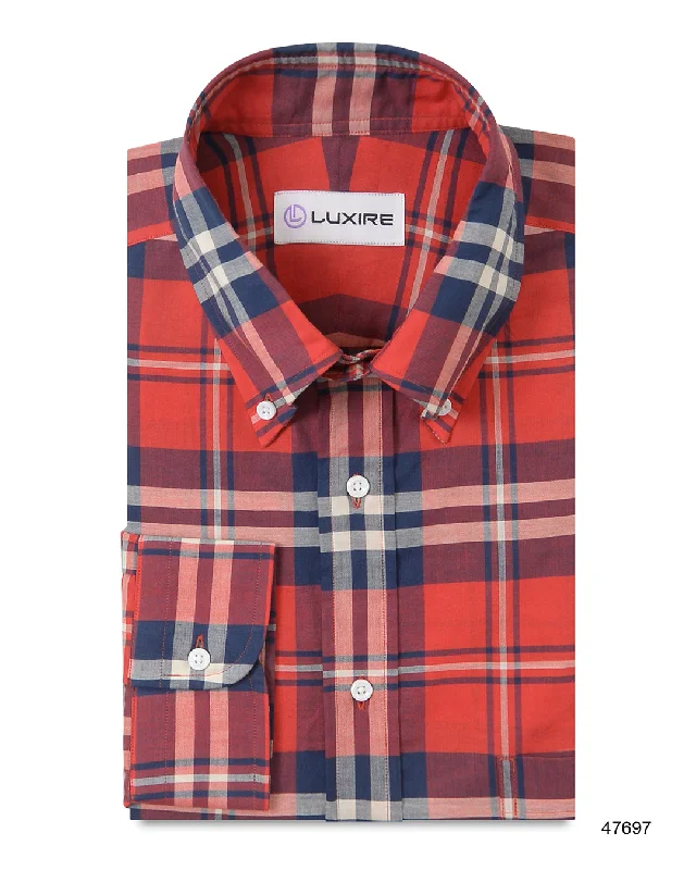 Men's savage shirts-Classic Red Blue Madras Checks