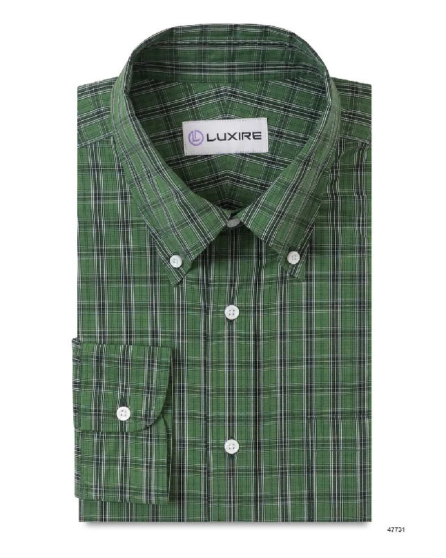 Men's raven shirts-Green Black Tattersall Checks