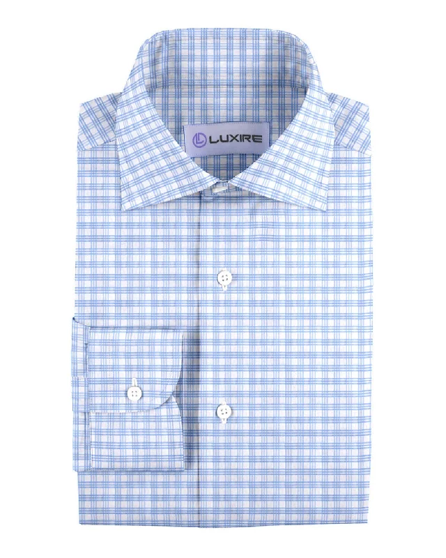 Men's trail-ride shirts-Monti Lustrous Blue Checks On White