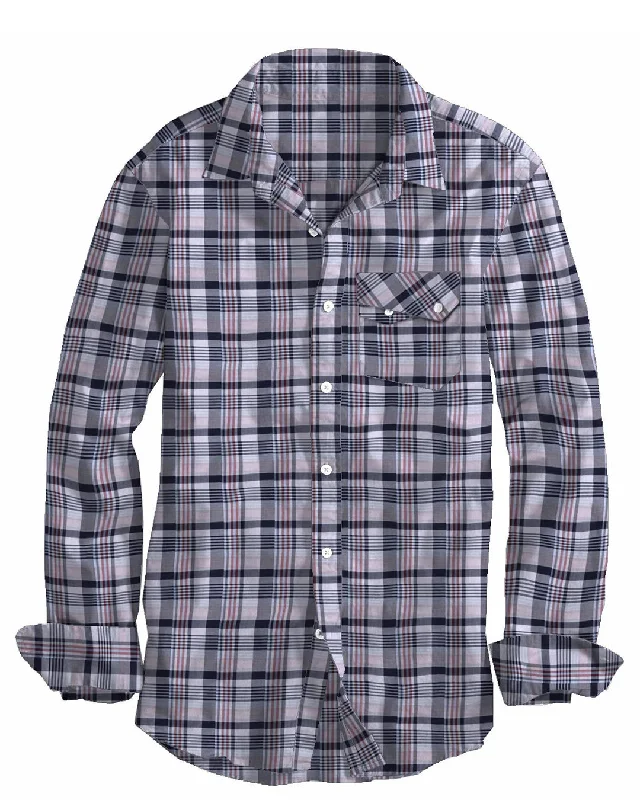 Men's untamed shirts-Navy Red Pink Madras Checks