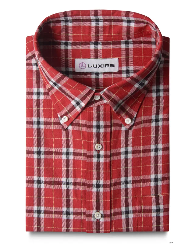 Men's lasso shirts-Red Plaid Twill Checks