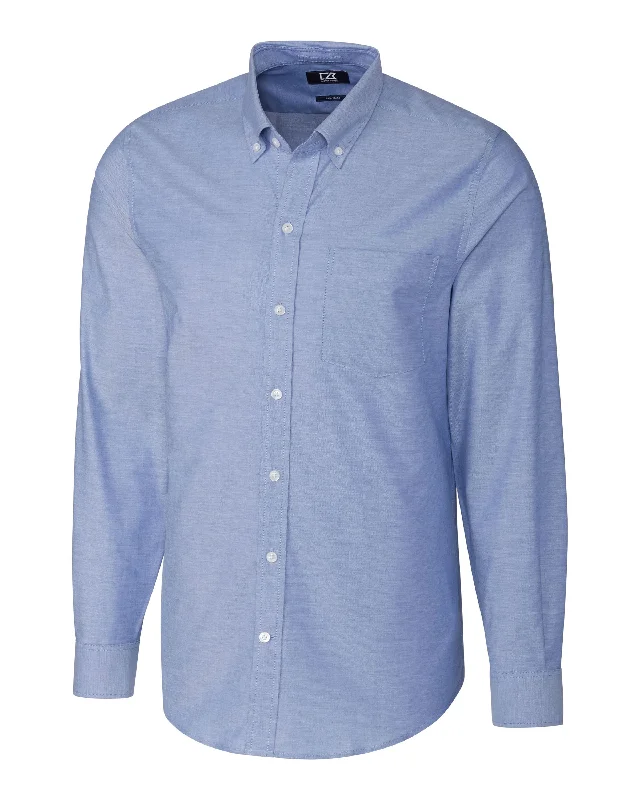 Men's unwind shirts-Cutter & Buck Men's L/S Tailored Fit Stretch Oxford Shirt