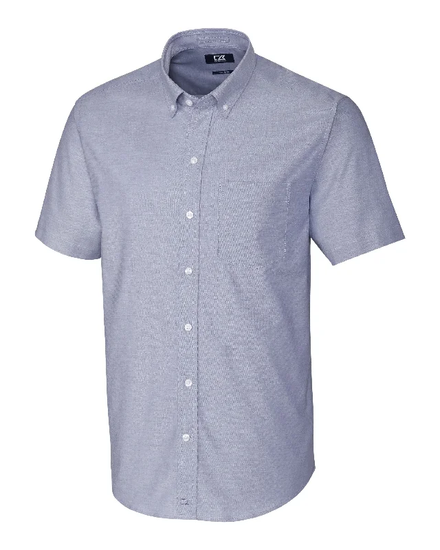 Men's blaze shirts-Cutter & Buck Stretch Oxford Mens Short Sleeve Dress Shirt