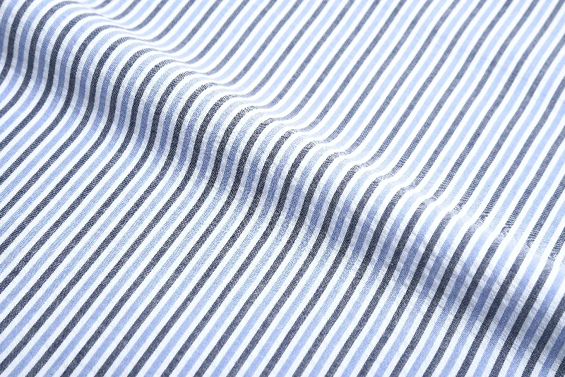 Men's valley shirts-Dark Blue With Black Stripes On White Shirt