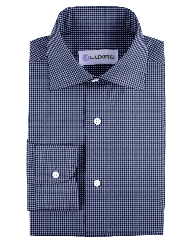 Men's uptown shirts-Denim Blue and White Macro Gingham Checks