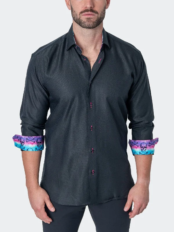 Men's radiant shirts-Einstein SkullDot Black