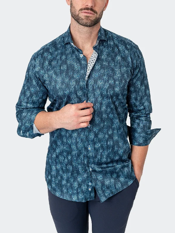 Men's suburban shirts-Einstein StretchLeavesmicro Blue