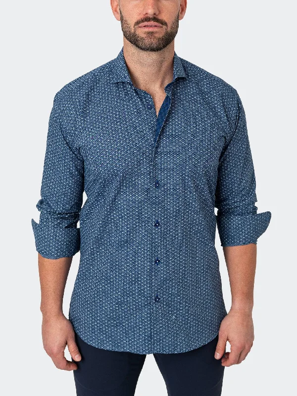 Men's forest-inspired shirts-Einstein StretchTonal Triangles Blue