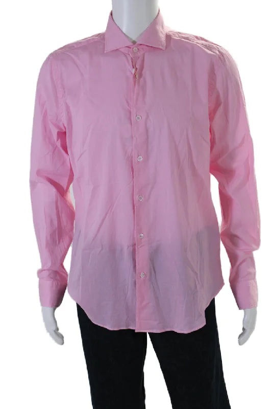 Men's downtime shirts-Fedeli Mens Panamino Dusty Pink Long Sleeve Button Down Dress Shirt