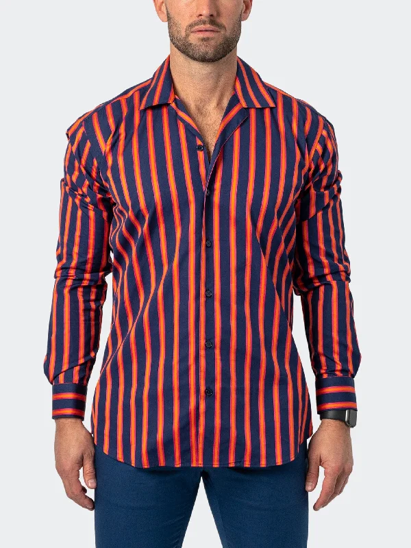 Men's lasso shirts-Fibonacci Boldstripe Blue