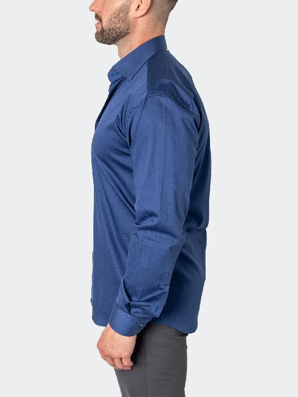 Men's white-collar shirts-Fibonacci Storm Blue