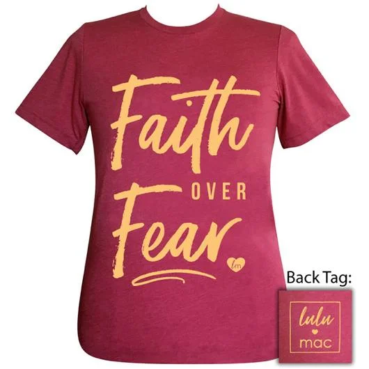 affordable short sleeve shirts for work and leisureGirlie Girl Originals Lulu Mac Preppy Faith Over Fear Raspberry T-Shirt