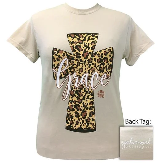 men’s relaxed fit short sleeve shirts for everyday use -Girlie Girl Originals Preppy Leopard Cross Grace T-Shirt