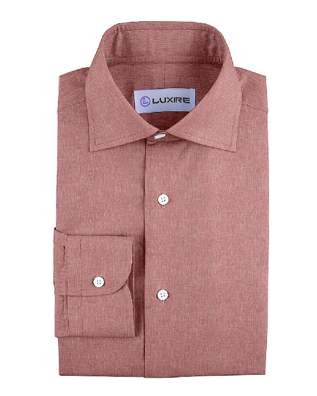 Men's grove shirts-Linen: Dark Peach Chambray