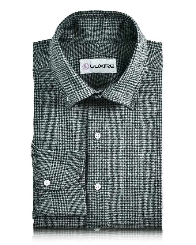 Men's field shirts-Green and White Tattersall Checks