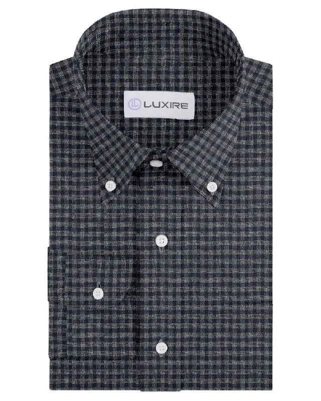 Men's hand-dyed shirts-Luxire Presto: Grey Navy Tattersall Twill Checks