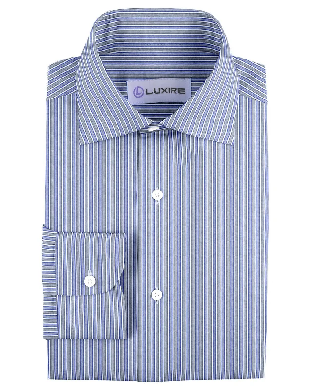 Men's astral shirts-Grey White Blue & Black Alternate Stripes