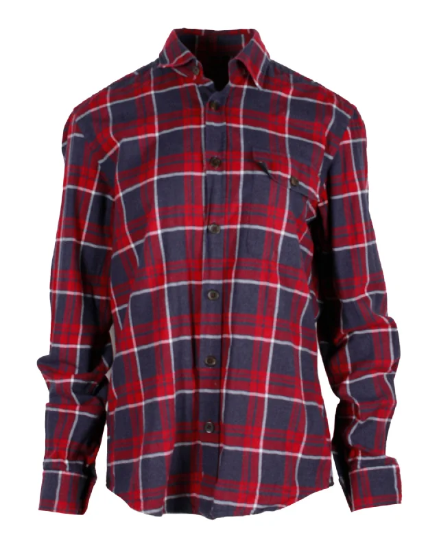 Men's washed-out shirts-Hugo Boss Checkered Shirt Regular Fit in Red Cotton