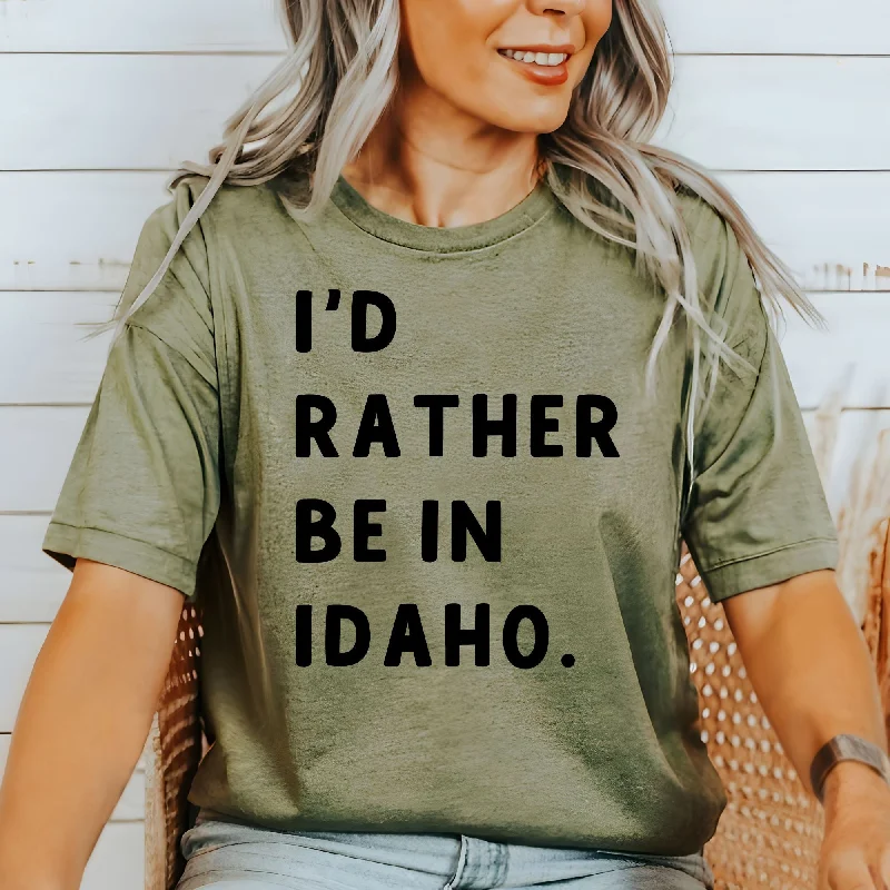 modern short sleeve shirts with vibrant prints -I'd Rather Be In Idaho Shirt TShirt *UNISEX FIT*