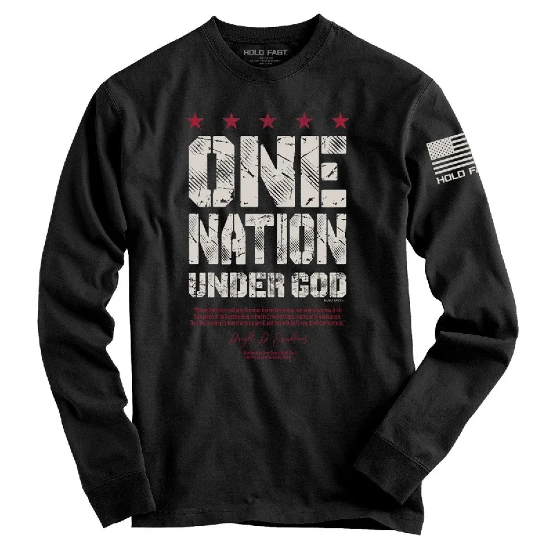 men’s casual short sleeve shirts for beach outings -Hold Fast One Nation Under God Christian Unisex Long Sleeve T Shirt