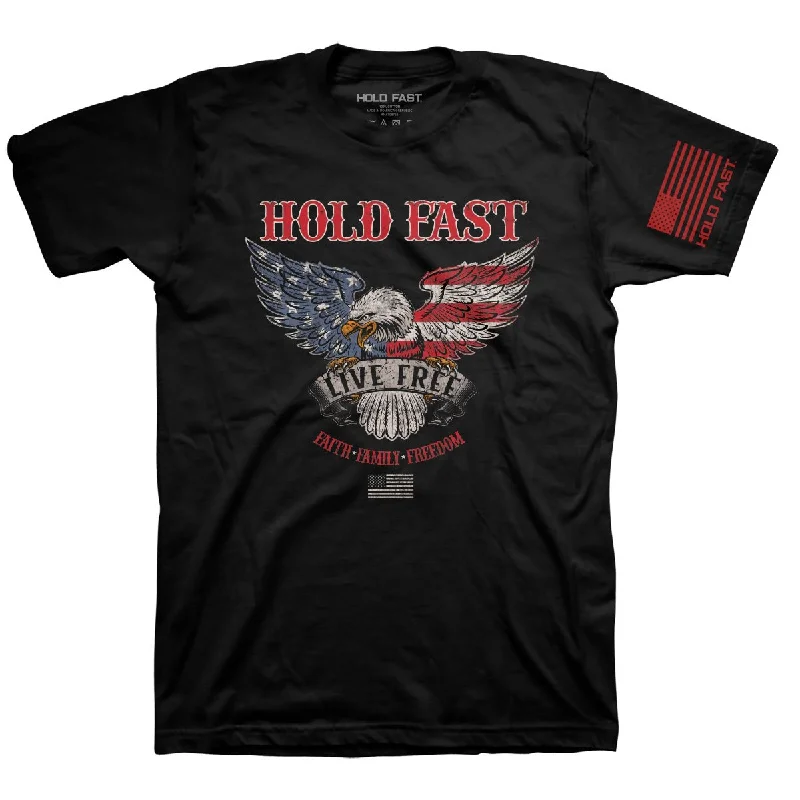 short sleeve shirts with modern designs for men -Hold Fast USA Live Free Eagle Christian Unisex T-Shirt