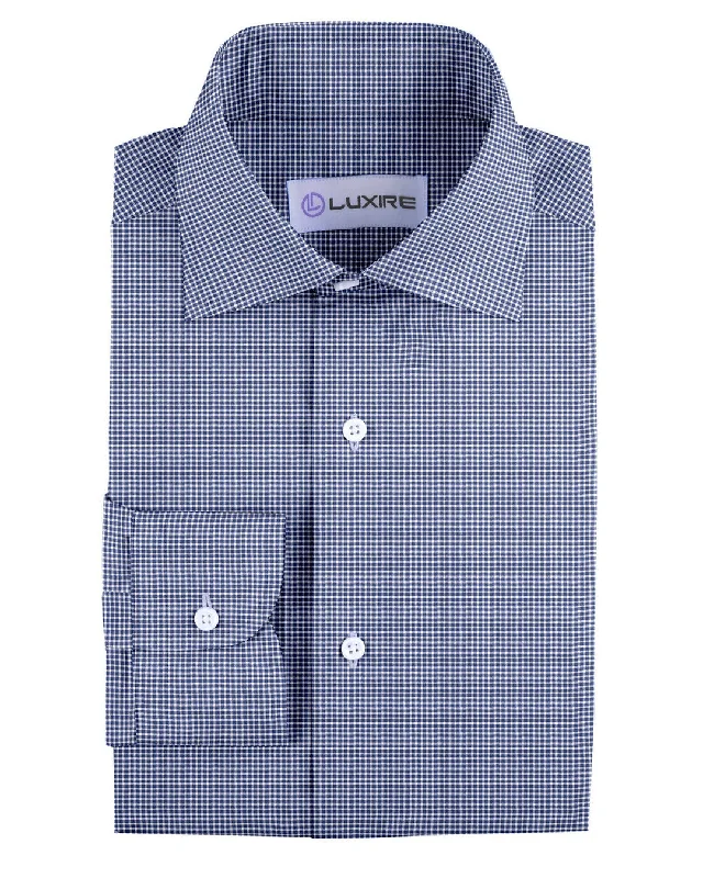 Men's rock shirts-Navy Micro Gingham