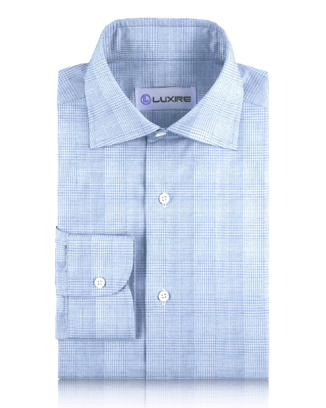 Men's barn shirts-Light Blue and White Tattersall Checks