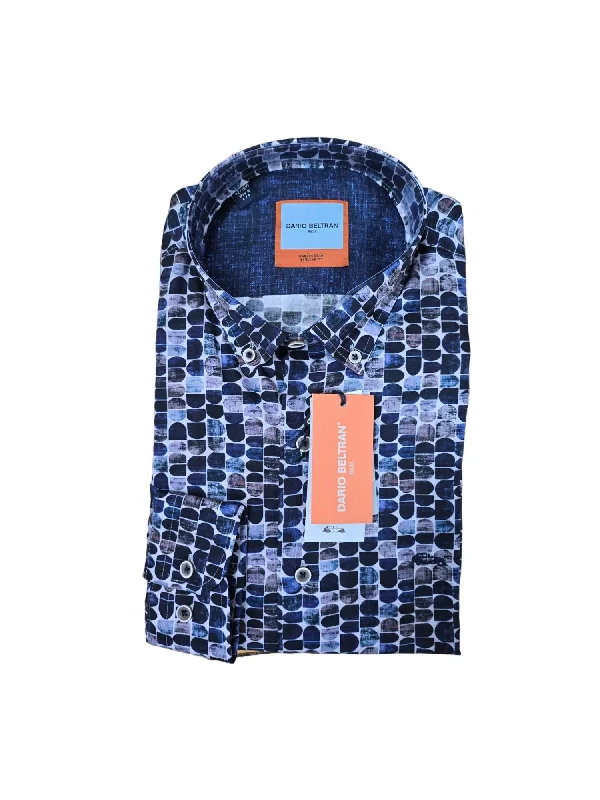 Men's soil shirts-Men Geo Retro Printed Shirt In Fabero