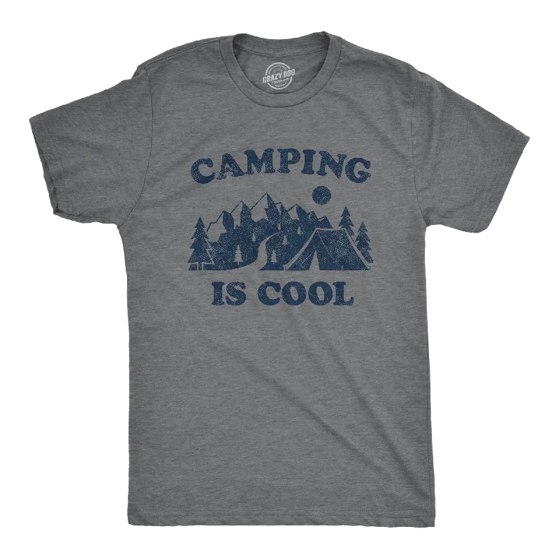 affordable short sleeve shirts for travel wear -Mens Camping Is Cool Tshirt Funny Outdoor Adventure Hiking Tent Novelty Graphic Tee