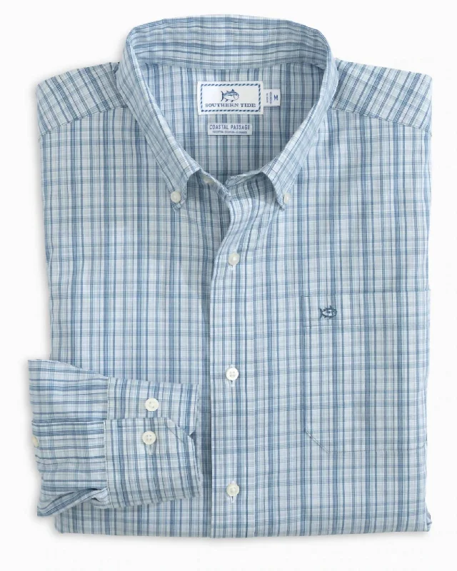 Men's atmosphere shirts-Men's Ellis Coastal Passage Sport Shirt In Brisk Blue