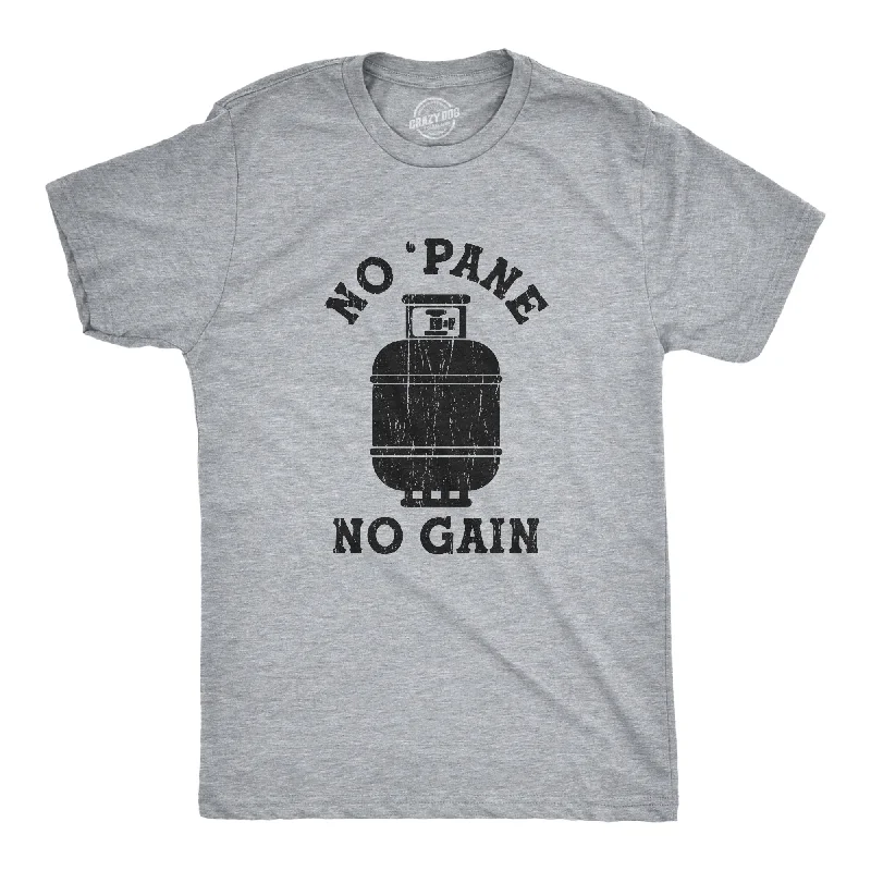 cool and stylish short sleeve shirts with bold prints -Mens No Pane No Gain Tshirt Funny BBQ Grilling Camping Propane Graphic Novelty Tee