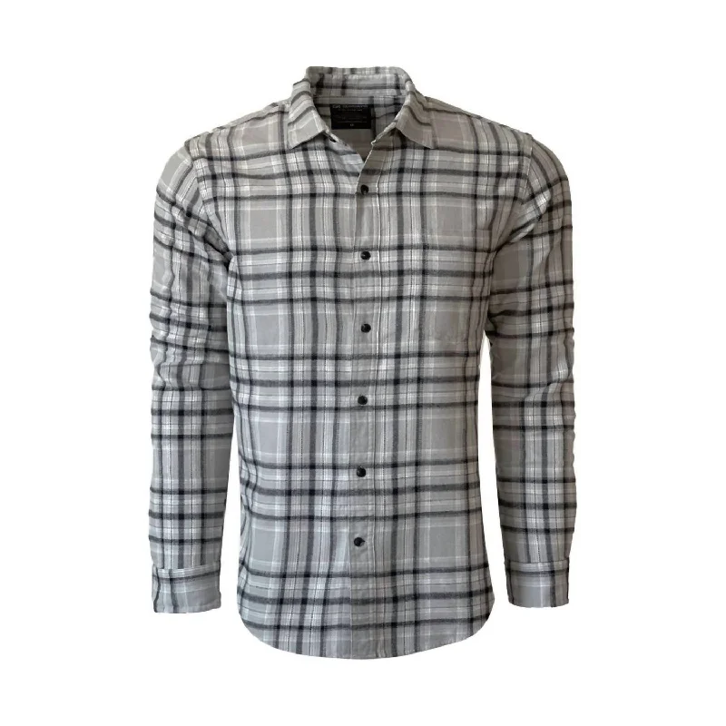 Men's tide shirts-Men's Park City Plaid Shirt In Grey