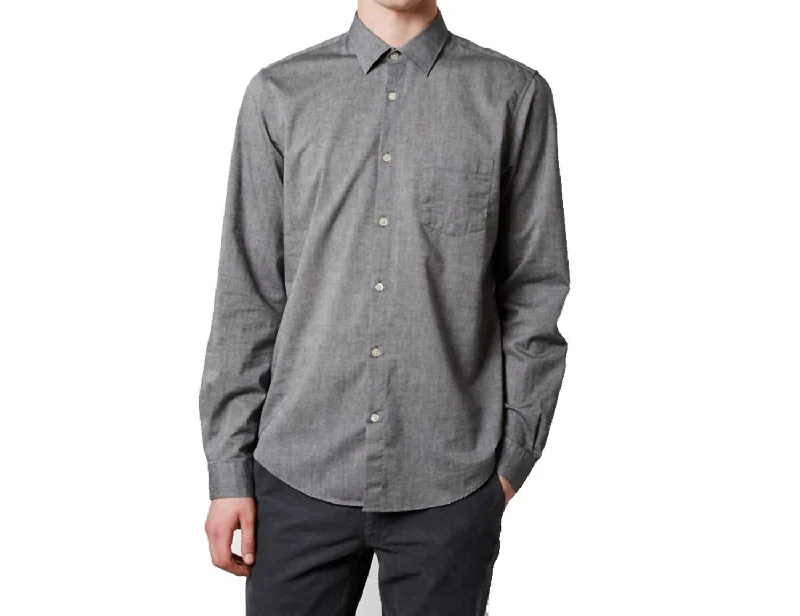 Men's industrial shirts-Men's Roy Long Sleeve Polo Shirt In Gray