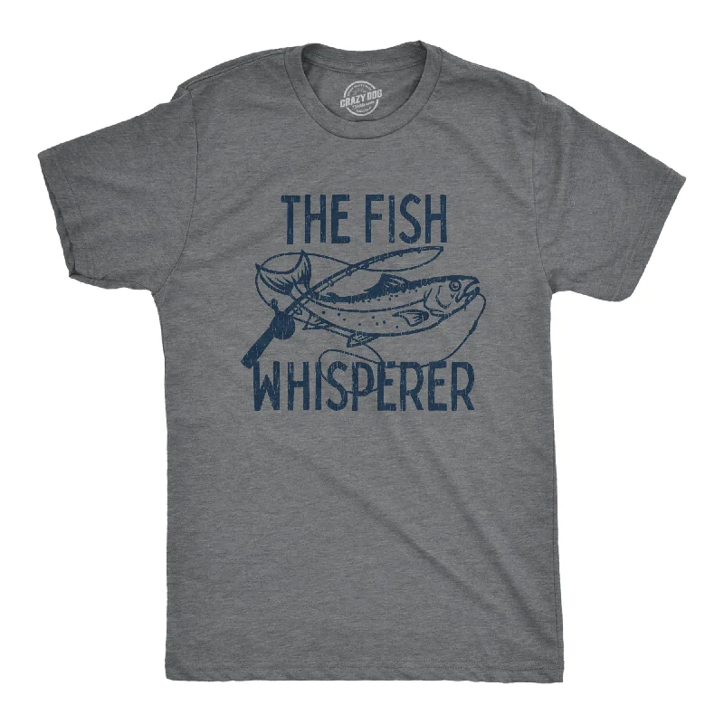 stylish short sleeve shirts for weekend trips -Mens The Fish Whisperer Tshirt Funny Fishing Lake Time Graphic Novelty Tee