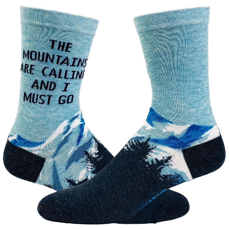 stylish and simple short sleeve t-shirts for men -Men's The Mountains Are Calling And I Must Go Socks Funny Outdoor Camping Adventure Hiking Footwear