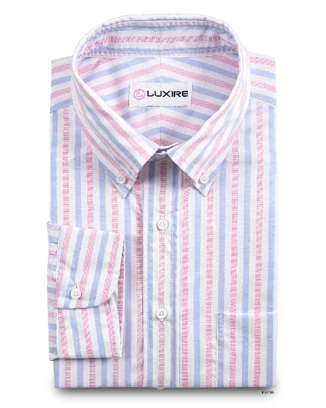 Men's explorer-inspired shirts-Monti Pink Blue White Candy Stripes