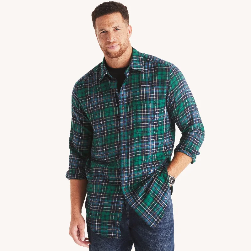 Men's chalet shirts-Nautica Mens Big & Tall Plaid Shirt