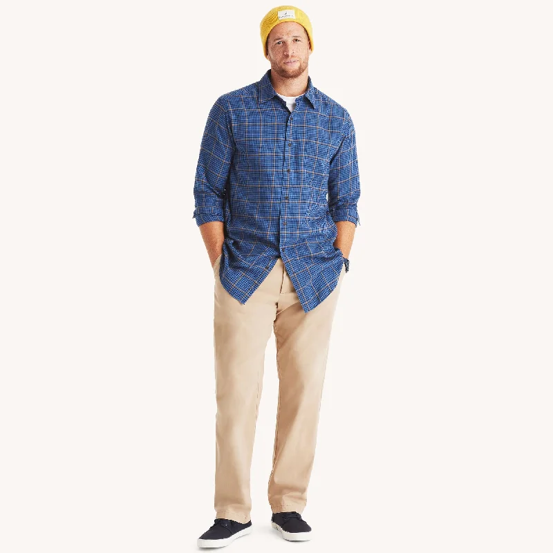 Men's summit shirts-Nautica Mens Big & Tall Plaid Shirt