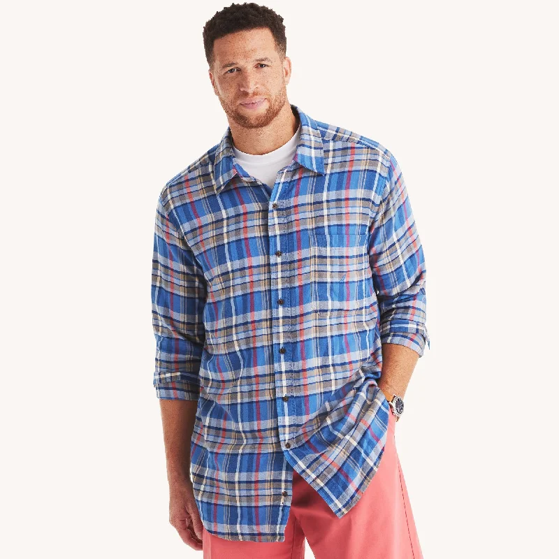 Men's comfort-first shirts-Nautica Mens Big & Tall Plaid Shirt