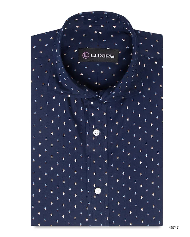 Men's forest-inspired shirts-Print: Navy Blue Anchor