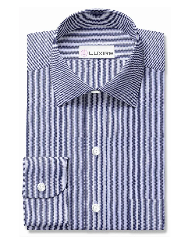 Men's horizon shirts-Navy Mille Stripes