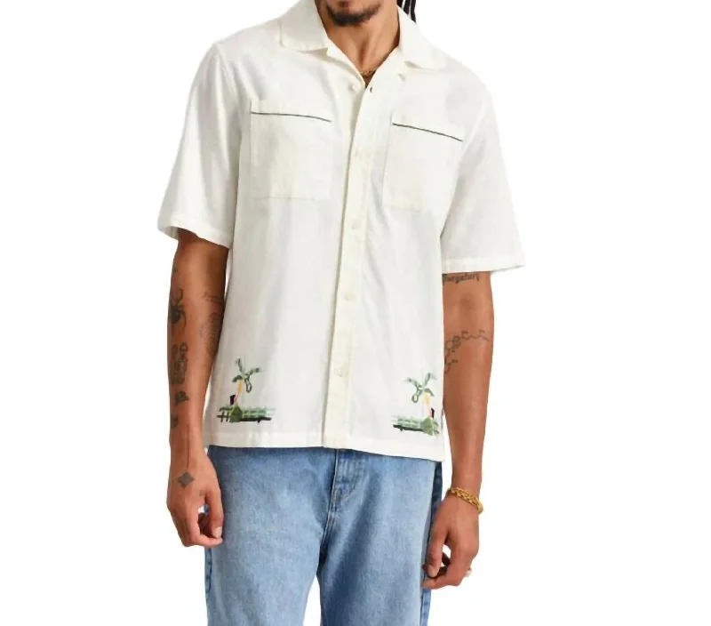 Men's trail-worn shirts-Newton Shirt In Ecru Paradise Stich