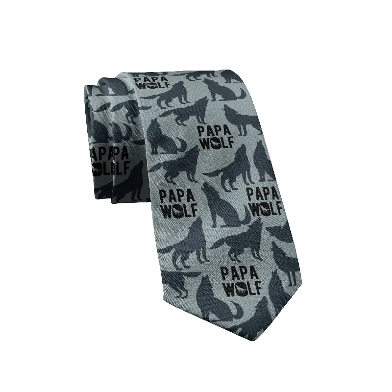 stylish short sleeve polo shirts for weekend wear -Papa Wolf Necktie Funny Camping Hiking Father's Day Family Dad Tie